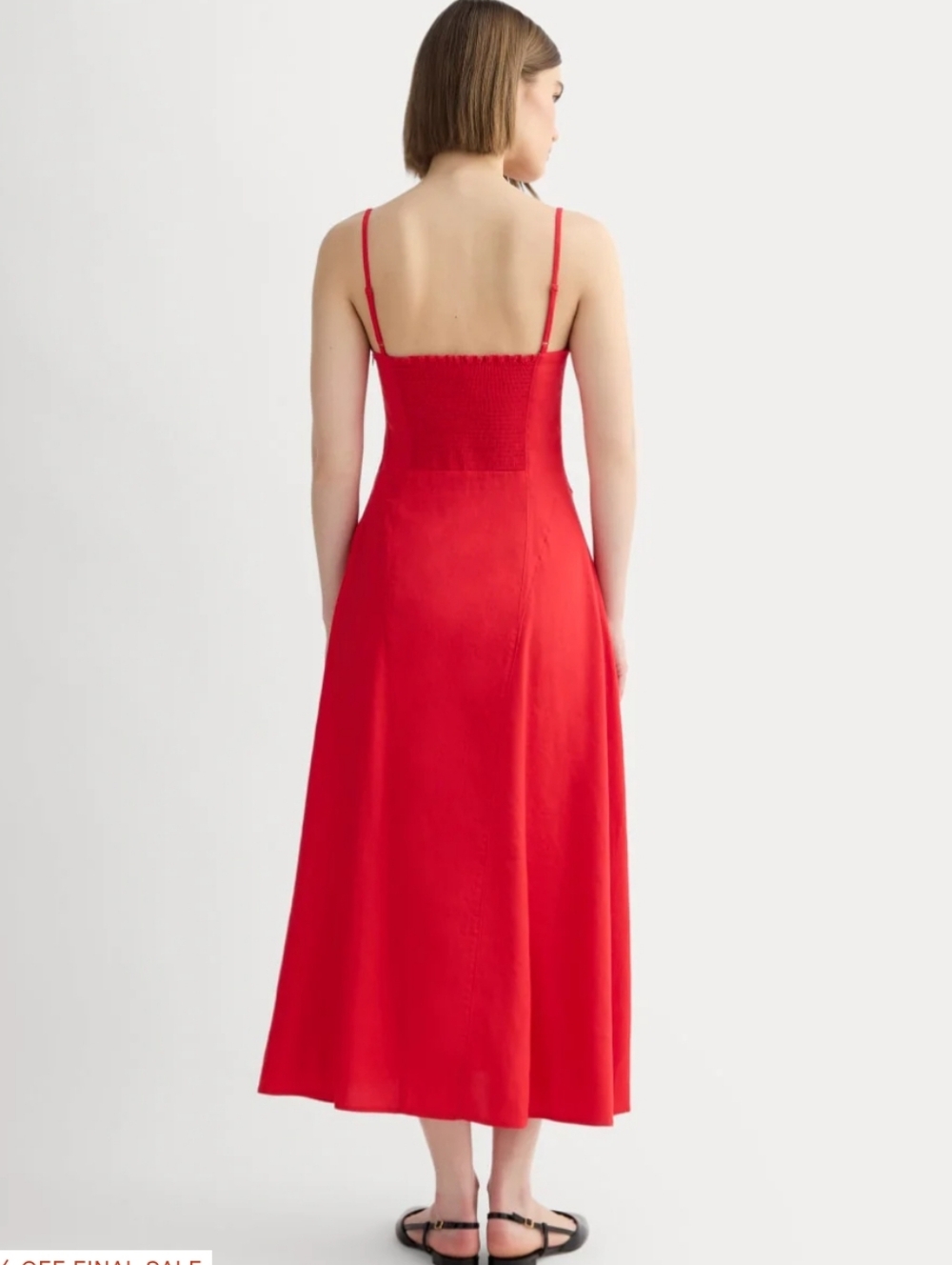 Nwt Everlane Red Stretch Linen Midi Dress 2 - Picture 2 of 10
